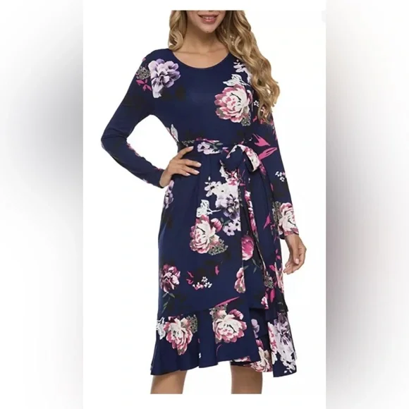 slim fit dress slacks FARES Printed Tie Dress with Pleats main image 1